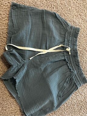 Women's Cotton Gauze Drawstring Shorts — Slate Blue size S NWOT